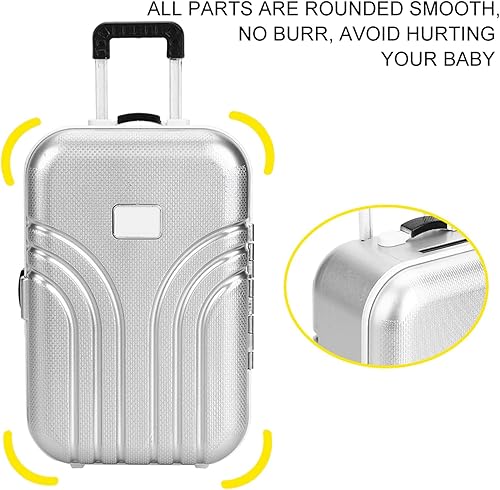 Miniatura 3 de Maleta de bebé Juguete Lindas muñecas de plástico Maleta de viaje Mini Tamaño Trolley Case Carry On Equipaje Simulación Maleta con ruedas Juguete