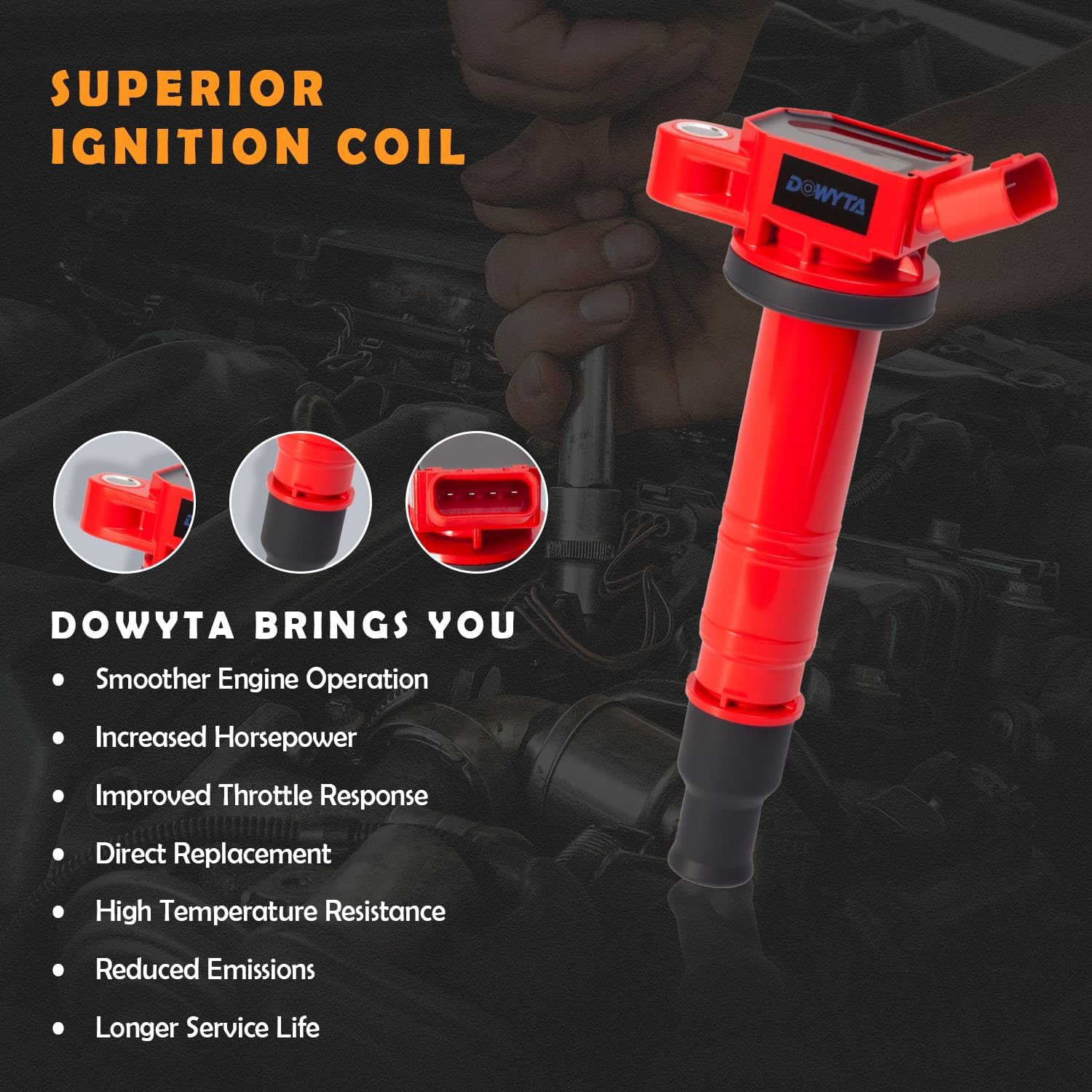 Set of 6 Upgraded Ignition Coil Pack and Spark Plug Fits for Toyota Tacoma 2005-2015, for Toyota FJ Cruiser 2007-2009, for Toyota 4Runner 2003-2009, for Toyota Tundra 2005-2011 4.0L V6 Replaces UF495