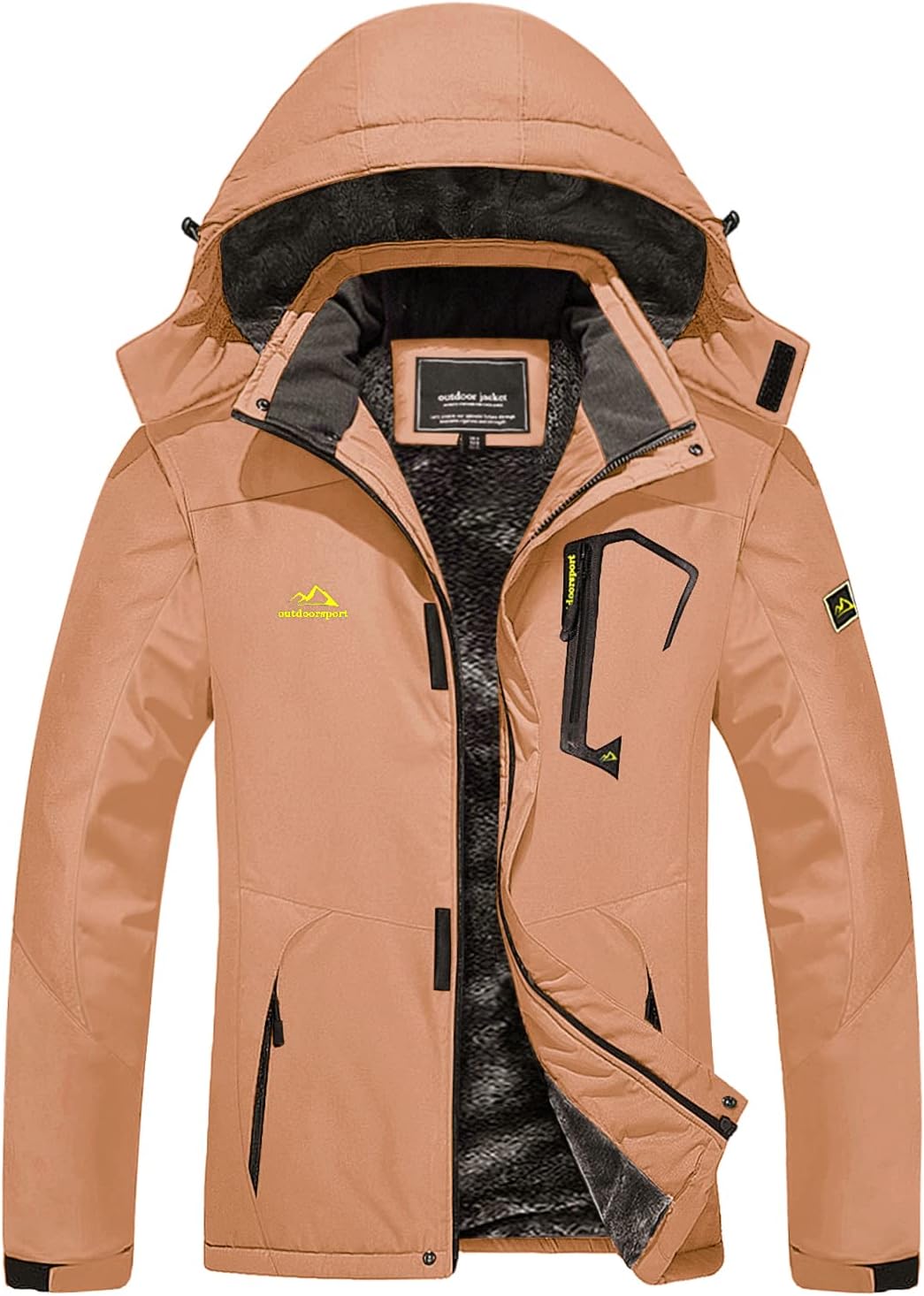 Women's Waterproof Jacket Winter Skiing Outdoor Walking Fleece Coat with Detachable Hood