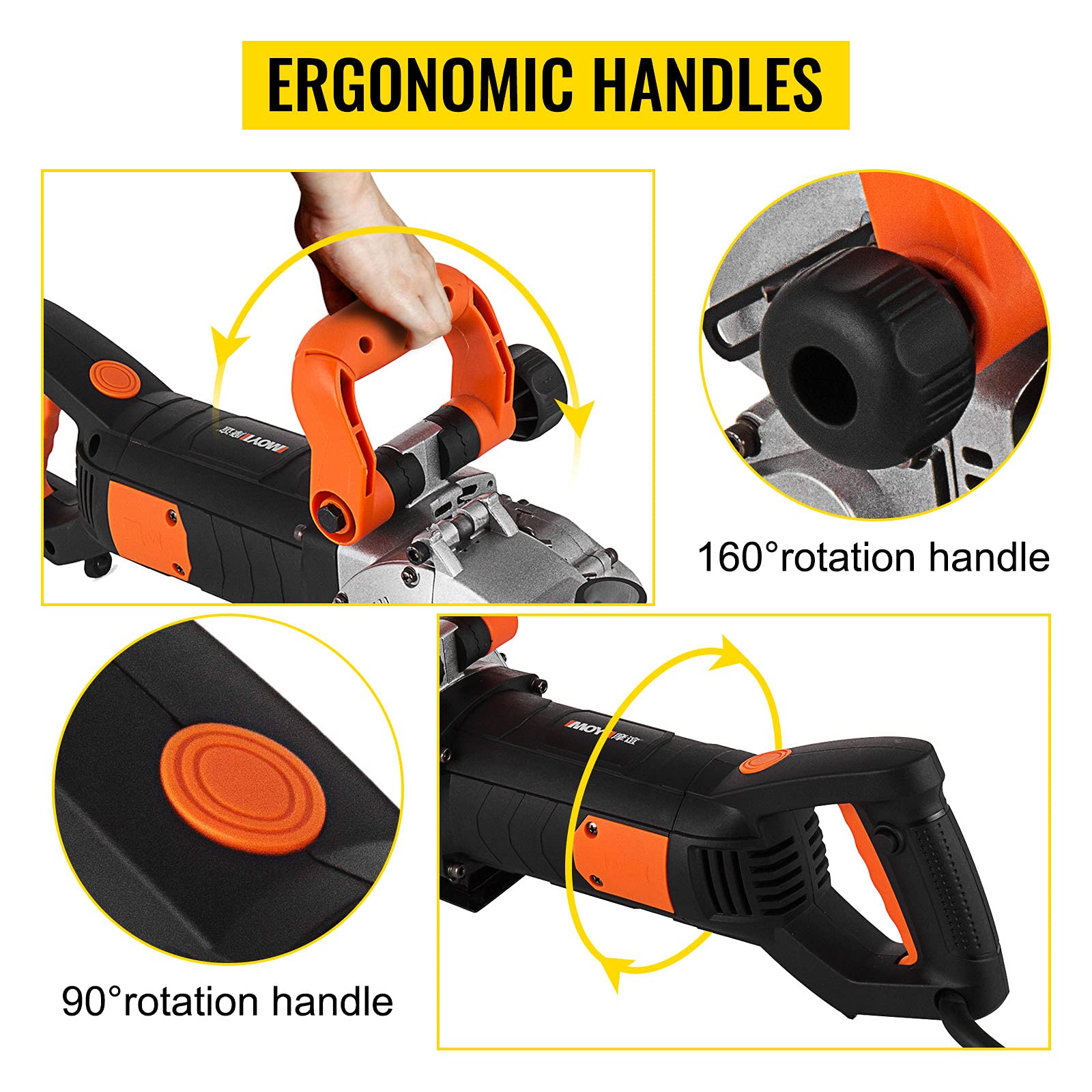 VEVOR Fresa elettrica da parete 5000 giri/min, macchina da taglio a parete, 4800 Watt, 42 mm, per mattoni, granito, marmo, cemento, Notcher Groover con 5 lame per sega
