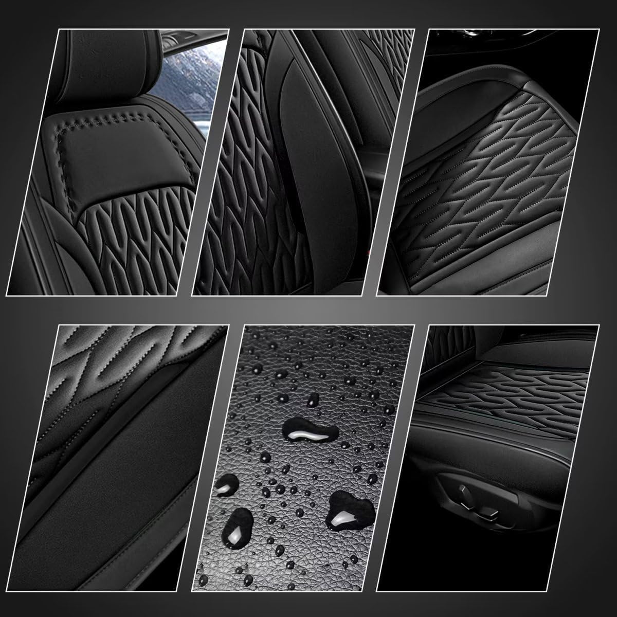 AOMSAZTO Car Seat Cover Custom Fit for Mitsubishi Outlander 2007-2025 2026 Car Seat Cushion Protector Waterproof Leather Automotive Seat Covers Full Set Black