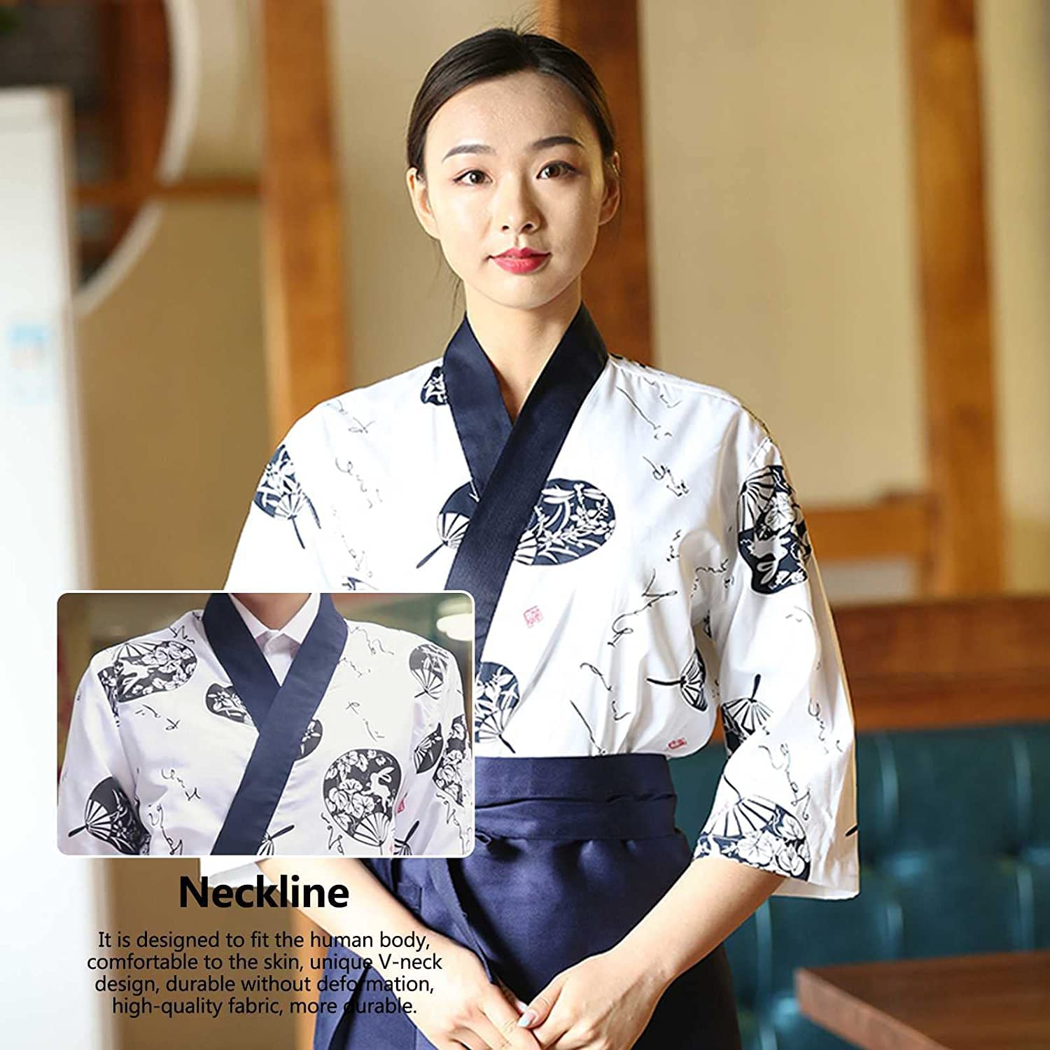 Amazon.co.jp: Stylish Uniforms 女性シェフ着物ジャケット竹ファン