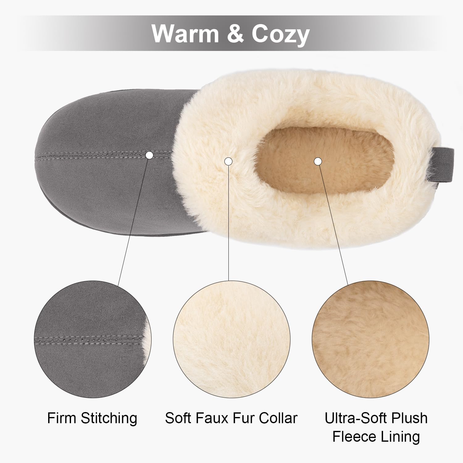 FamilyFairy Women's Warm Bootie Slippers Winter Cozy House Shoes Non Slip Indoor Outdoor with Fuzzy Collar - Image 4