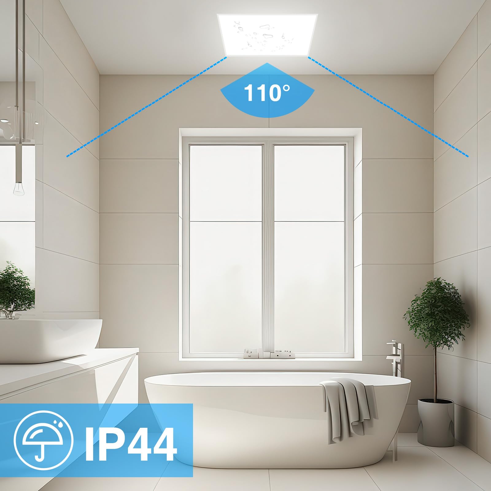 Panel LED 60 x 60, panel sufitowy LED, lampa rastrowa, 3000 K, neutralna biel, 3960 lumenów, nieoślepiający UGR≤23, żywotność 50 000+ godzin, IP44, idealny do pomieszczeń biurowych i