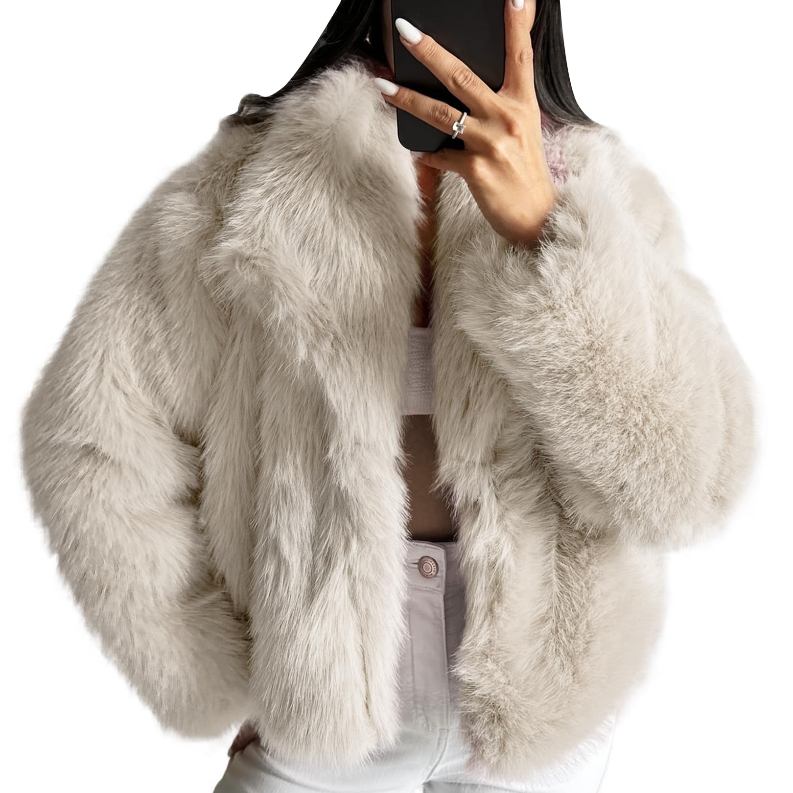 COZYPOIN Womens Faux Fur Jacket