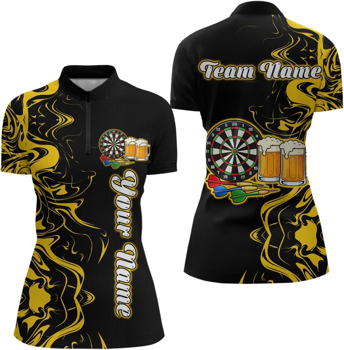 Colorful Beer Dart Shirt for Team Men Women Dart Shirts Custom Funny Beer Dart Jersey Dartboard Shirt Polo & Quarter Zip