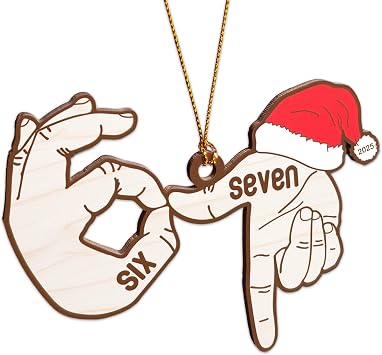 Hand Sign 67 Christmas Ornament, Wooden Six Seven Ornaments, 67 Ornament, Christmas Decorations 2025, 6 7 Decorations, Teen Girls Trendy Stuff, 67 Gifts Stocking Stuffer Teens, New Year Gift