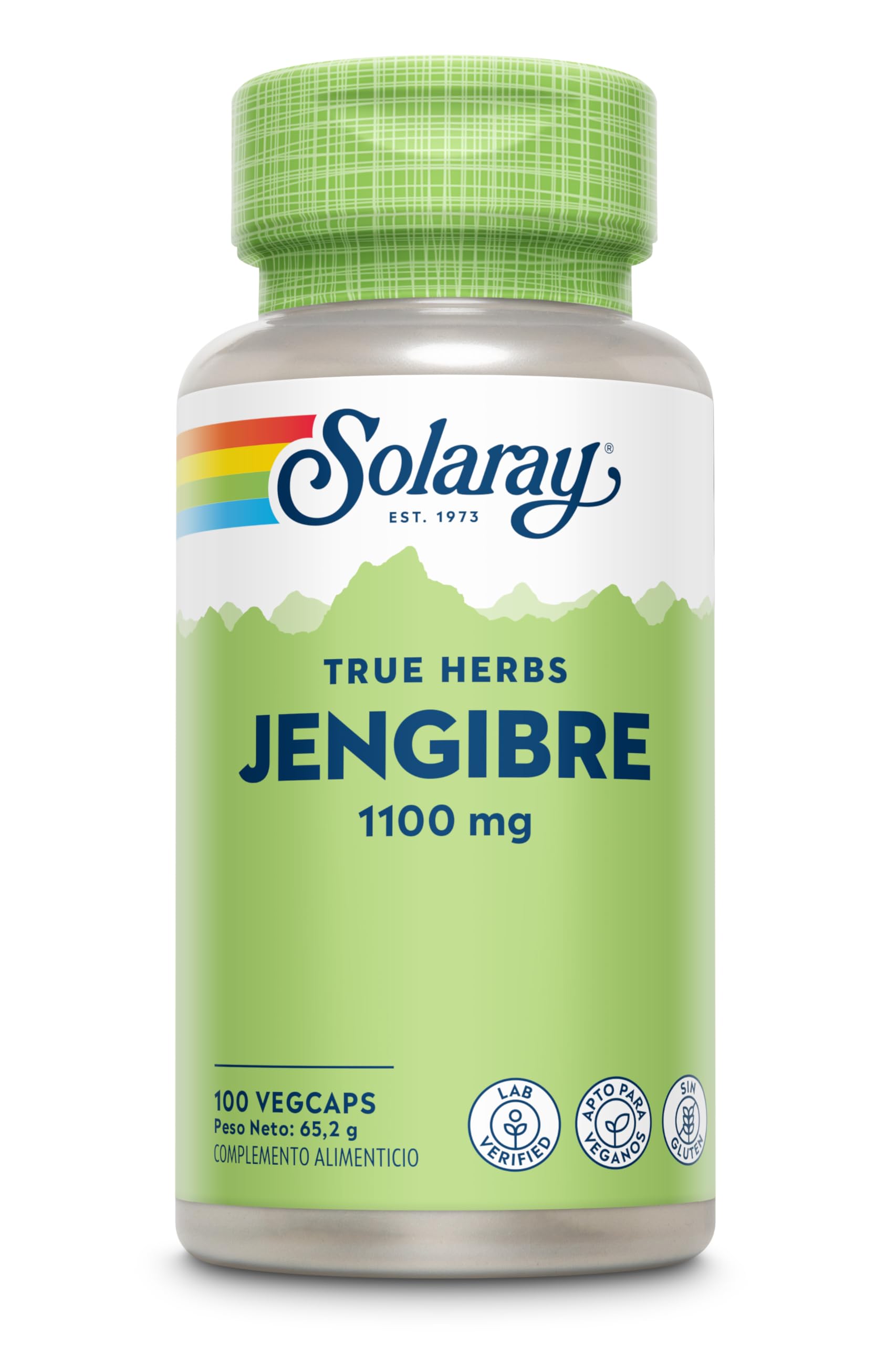Jengibre – 100 cápsulas veganas – Suplemento de jengibre de alta resistencia, no tabletas ni chupitos, raíz de Zingiber Officinale, sin OMG y verificado en laboratorio Solaray