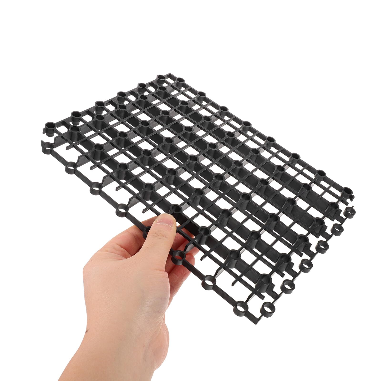 Lot de 4 grilles de bassin de jardin - Noir - 25 x 19,5 x 1 cm - Avec 80 pieds de support - Plateau filtrant modulaire pour fontaines extérieures et jardins aquatiques - Accessoires durables