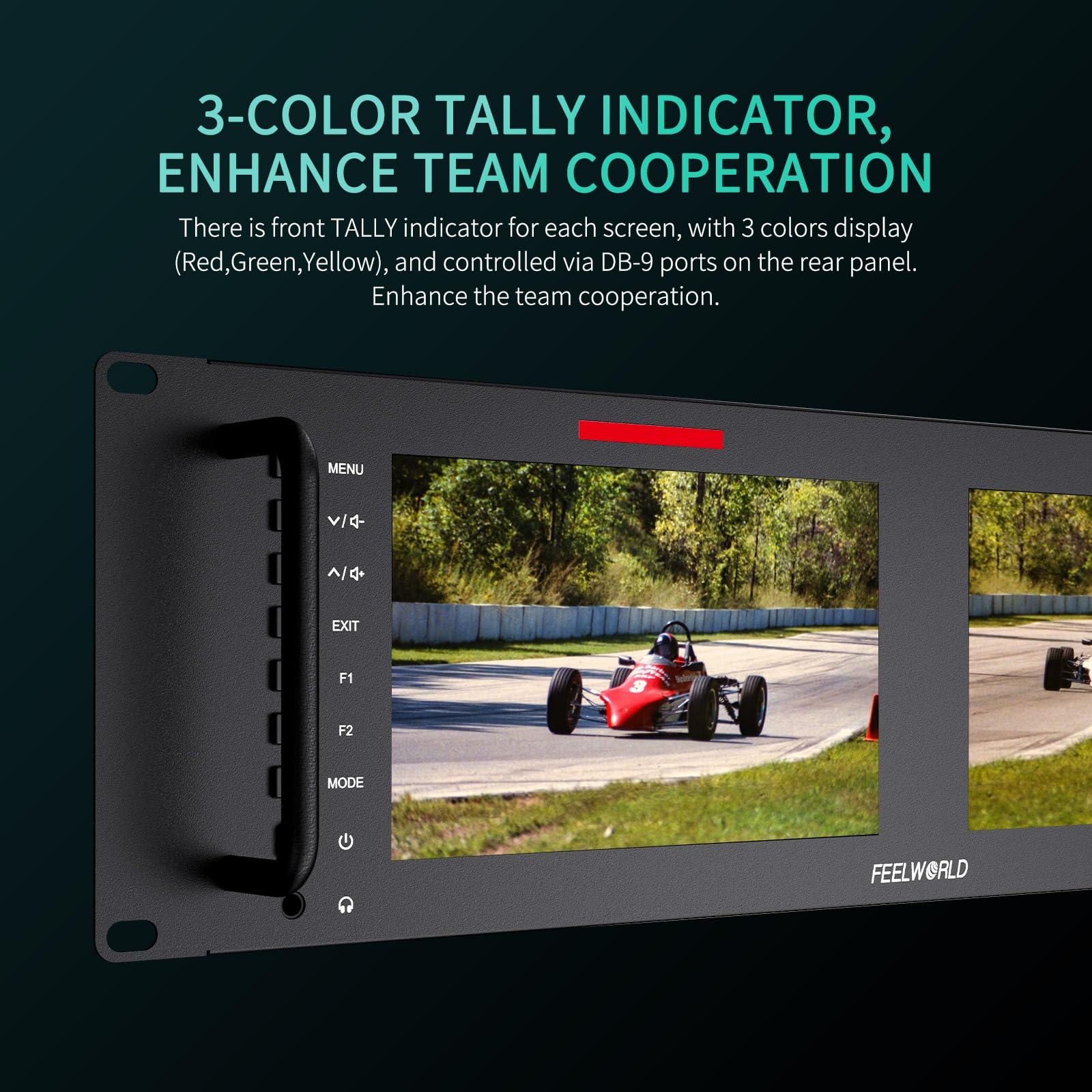 Feelworld D71 Rack Caméra Monitor Pro Broadcast Dual 7" 3RU Ultra HD 1280×800 Champ Vidéo LCD IPS Screen 800:1 Contraste élevé avec HDMI SDI AV Ethernet