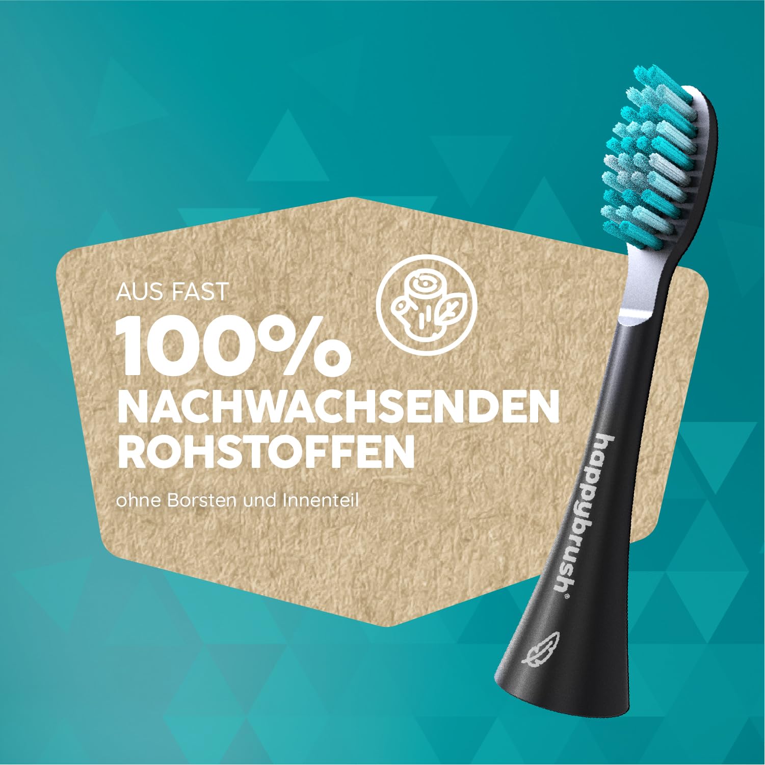 happybrush® Cabezales sostenibles para cepillo de dientes eléctrico sónico Eco Vibe 3 – negro/menta – suave – 3 unidades