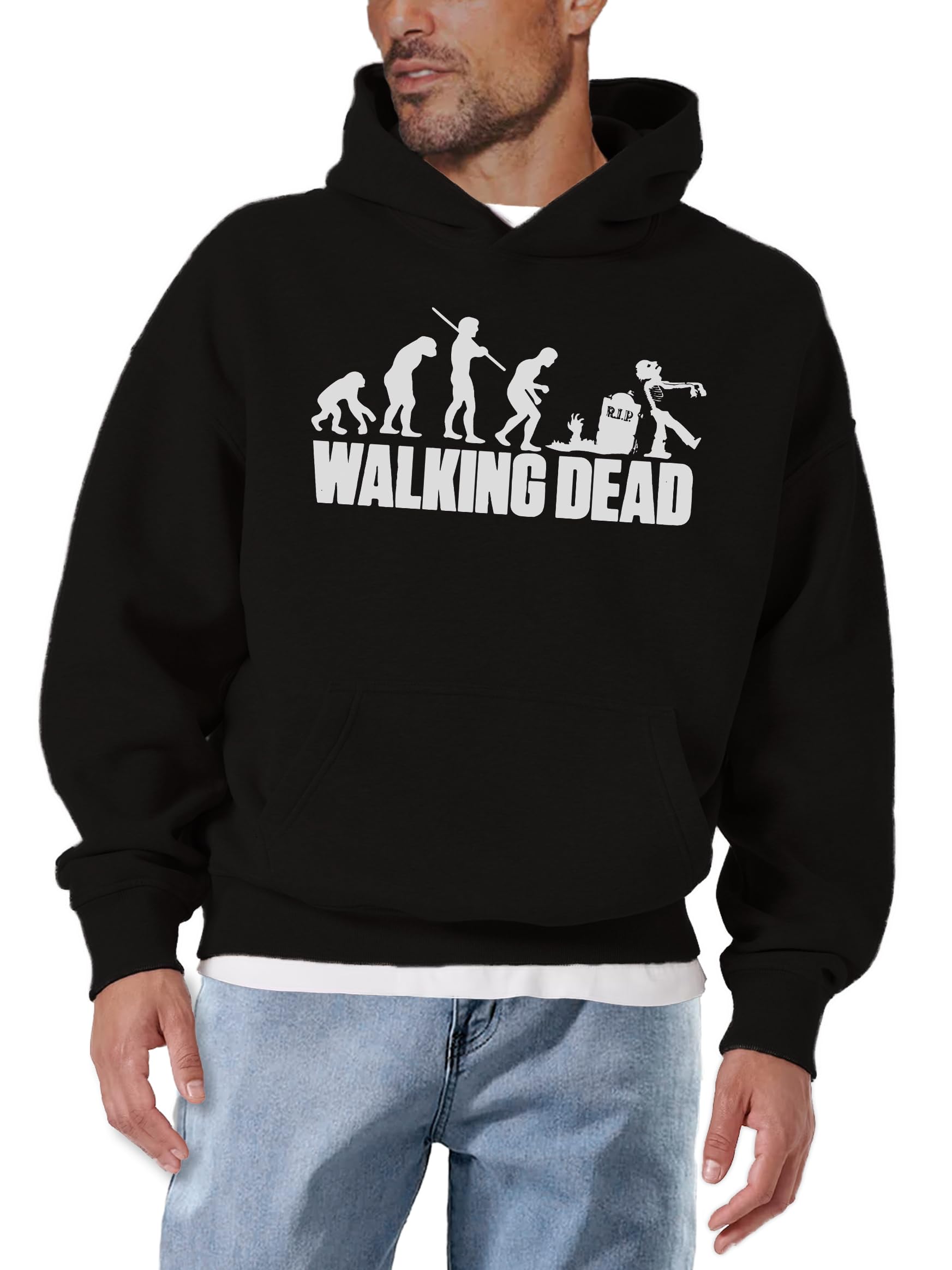MAKAYA Pullover Walking Dead Nero - Zombie Evolution - Felpa con Cappuccio Uomo