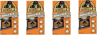 Gorilla Original Gorilla Glue, Waterproof Polyurethane Glue, 2 Ounce Bottle, Brown, (Pack of 4)