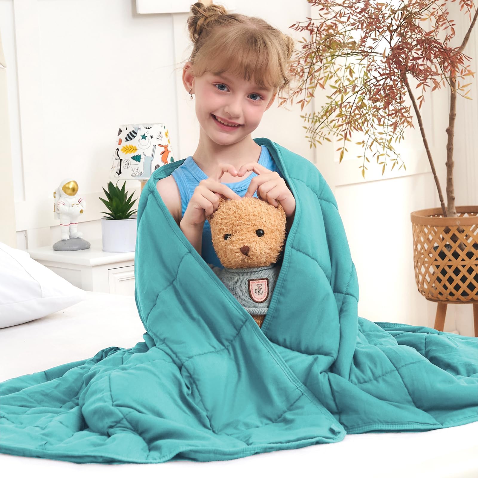 Weighted Blanket 10lbs, 40"x60", Twin Size Cooling Heavy Throw Blanket for 80-120lbs, Microfiber Soft Big Blankets Weighted Comforter, Teal