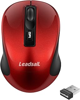 LeadsaiL Wireless Mouse, Ergonomic PC/Computer Mouse, 2.4G Wireless Mouse, Quiet with USB Receiver, 800/1200/1600DPI, 4 Buttons Mouse for Laptop/Windows, MacOS Linux, Chromebook, Microsoft Pro