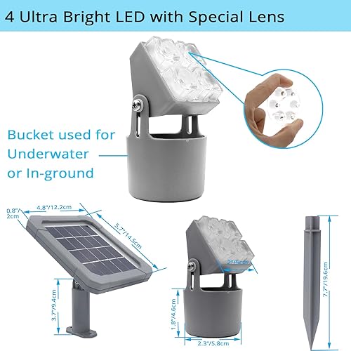 Miniatura 4 de Luces solares para estanques, luces de fuente de piscina KOI multicolor RGB que cambian de color, IP68, 3 en 1, impermeable, sumergible, anfibio,