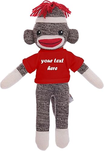 Miniatura 3 de Plushland Lindo mono marrón de 8 pulgadas, regalo personalizado de animal de peluche, texto personalizado en la camisa, gran regalo para el día de