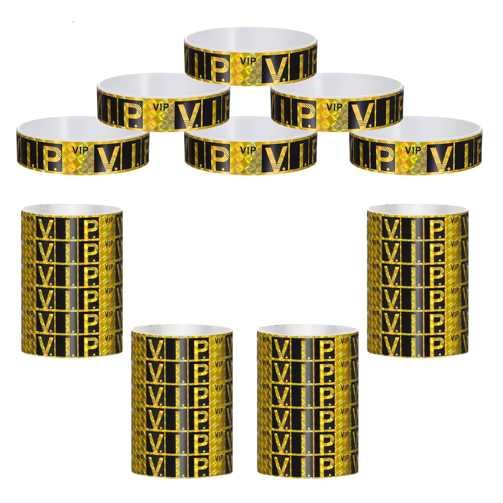 200 Braccialetti VIP Di Carta Impermeabili MWOOT | Per Feste, Concerti Ed Eventi | Oro E Nero - Foto 3