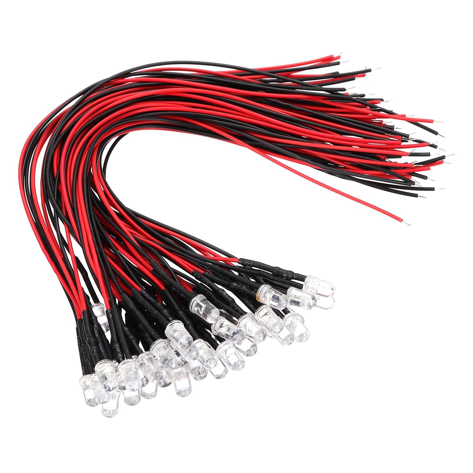 VIAPUICE 40 Pcs 5mm Pre-Wired Small Emitting LED Lights Width 6V Light,Colored High Brightness LED Diode Light for DIY Electronics Experiments, Indicator Lights, PCB Circuits
