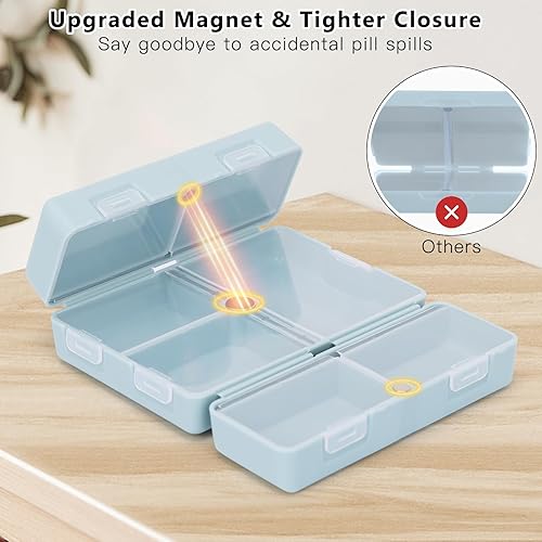 Vista 115 de FYY - 2 pastilleros diarios con 7 compartimentos para pastillas, para viaje, diseño plegable, para guardar vitaminas, aceite de hígado de bacalao