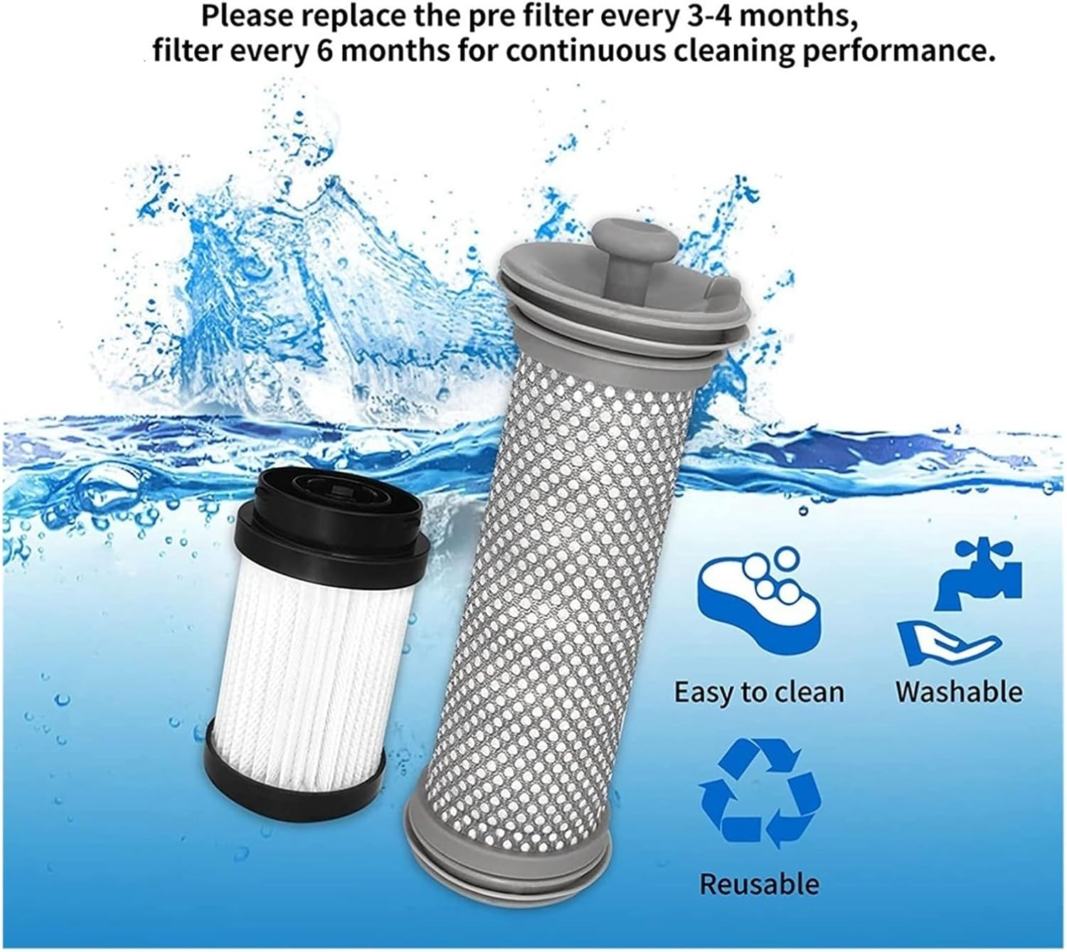 Replacement Kit，Compatible For Tineco，PURE ONE X Cordless Vacuum Cleaner, 2 Pre Filters And 1 Filter.