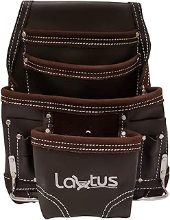 LAUTUS Oil Tanned Leather Tool Pouch Bag | Carpenter, Construction, Framers, Handyman | 10 Pockets, 2 Hammer Holders | 100% LEATHER - coolthings.us