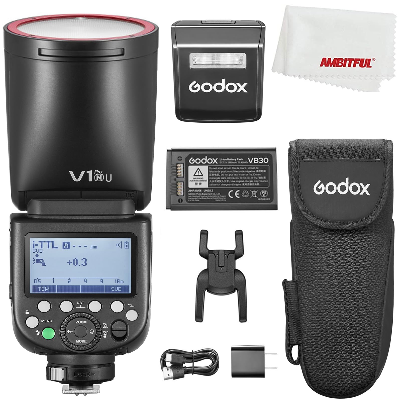 Godox V1 Pro V1pro N V1Pro-N USA Version TTL Round Head Camera Flash,76Ws HSS 1/8000s,Built-in Lithium Battery,LED Modeling Lamp, lnnovative External