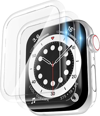 [2 Pack] Tempered Glass Screen Protector 40mm Compatible for Apple Watch Series 6/5/4/ SE 3, EWUONU Full Coverage Waterproof 3D Curved Edge Anti-Scratch Bubble Free HD Clear Screen Film for iWatch Accessories40mm