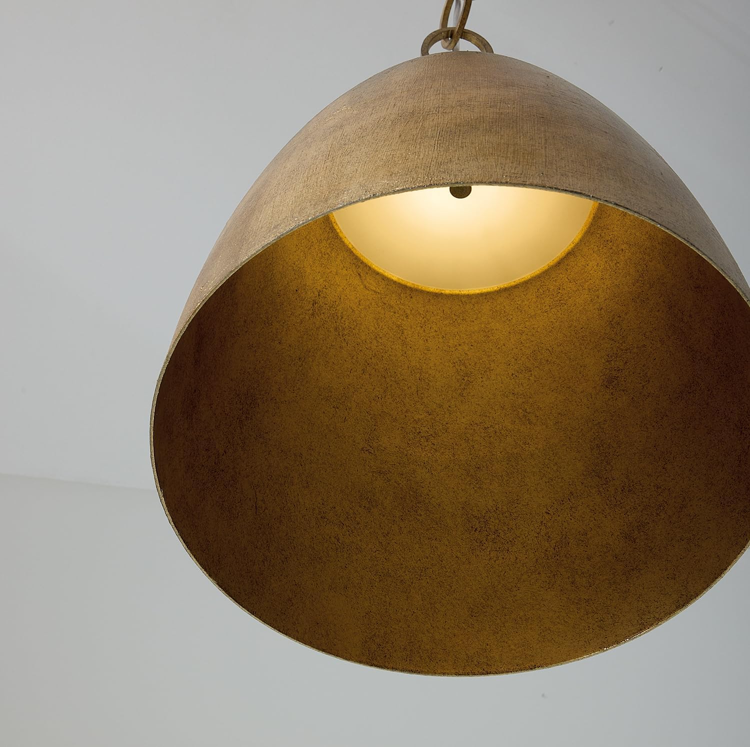 Capital Lighting 358511FT Francesca Transitional Textured Metal Cone Pendant Lighting, Integrated LED 10 Watt, 18" H x 13" W, Feathered Gold