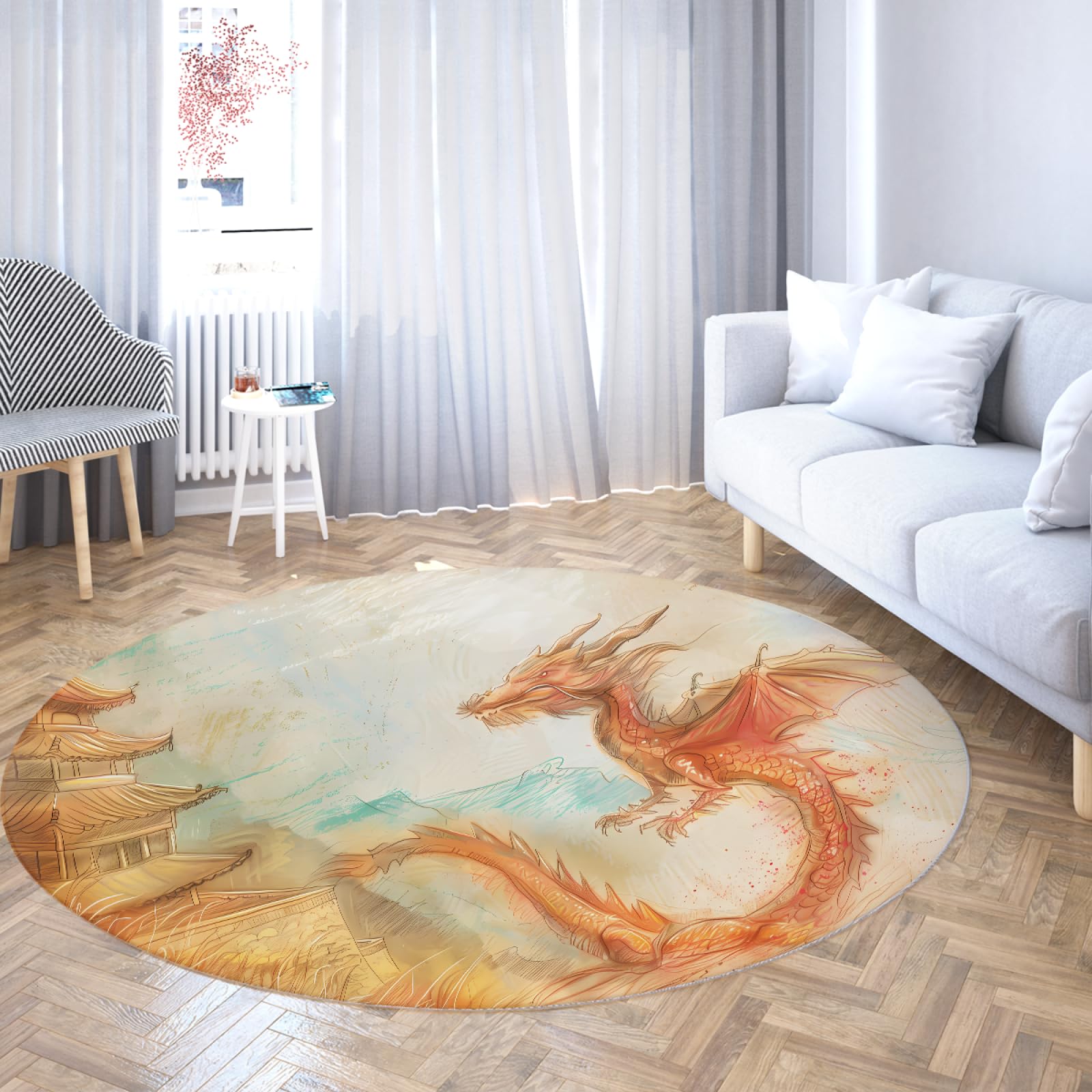 Tapis dragon chinois lavable et antidérapant pour salon