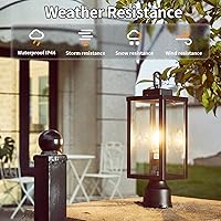 Vista 6 de Luces de poste para exteriores, lámpara de poste con enchufe E26, impermeable y antioxidante, moderna iluminación exterior de pilar, lámpara negra