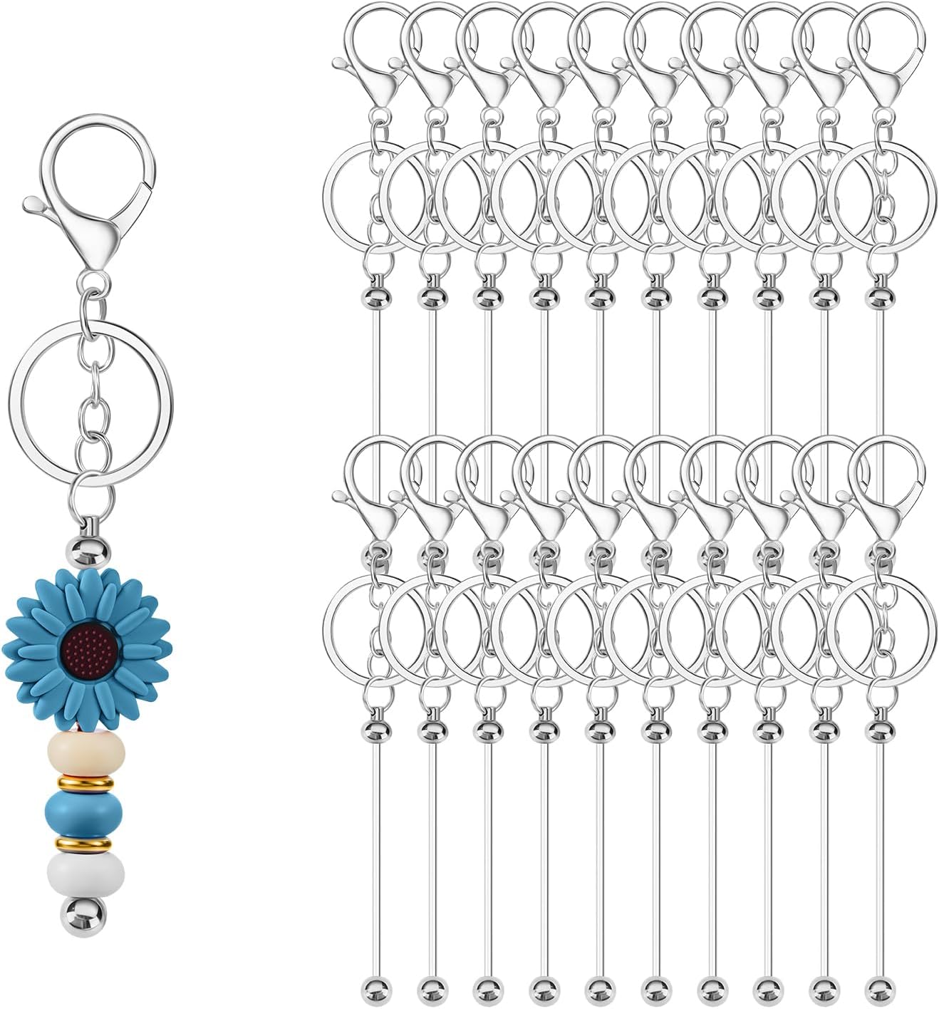 DIY Beadable Keychain Bars Metal Rod for Custom Keychains Bag Charms
