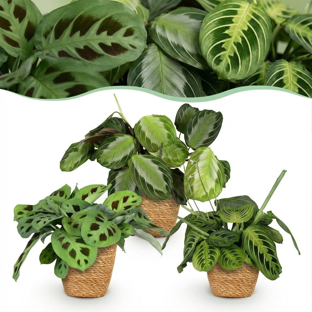 Marantha Silverband plante verte de 25cm de hauteur avec panier