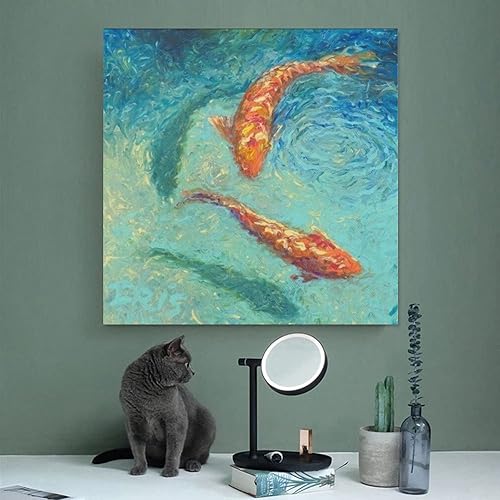 Miniatura 3 de Pósters de lienzo de peces koi chinos, impresiones de pintura al óleo sobre lienzo, póster de lienzo de carpa, decoración de dormitorio, paisaje