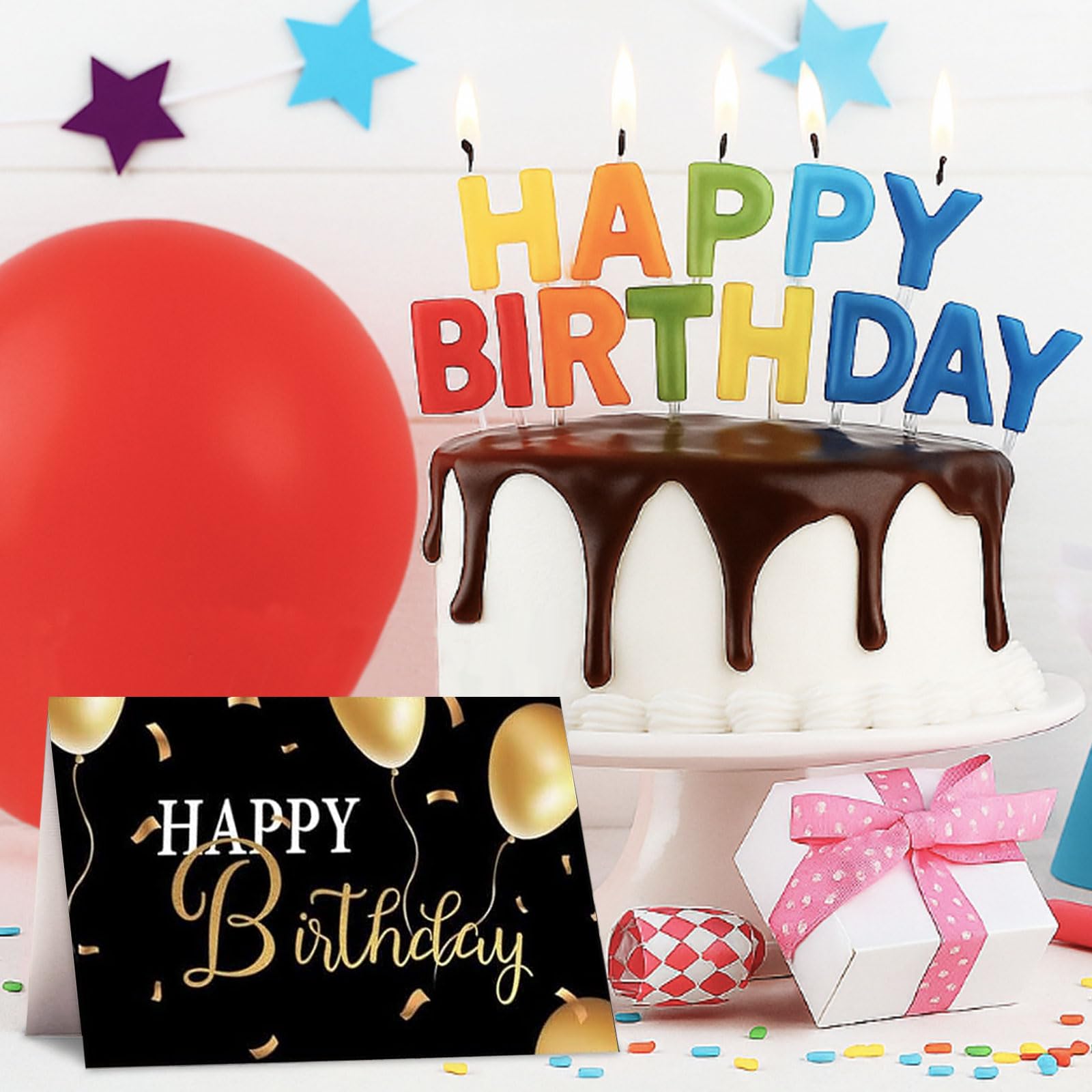 Lot de 24 Cartes d'anniversaire avec Enveloppe et Autocollants, Carte de Vœux Anniversaire Femme Homme Enfants