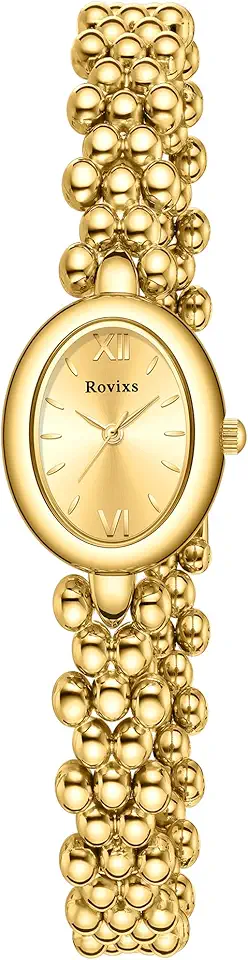 Relógio feminino oval vintage pequeno, relógio moderno à prova d'água com movimento de quartzo japonês, pulseira ajustável com ferramenta