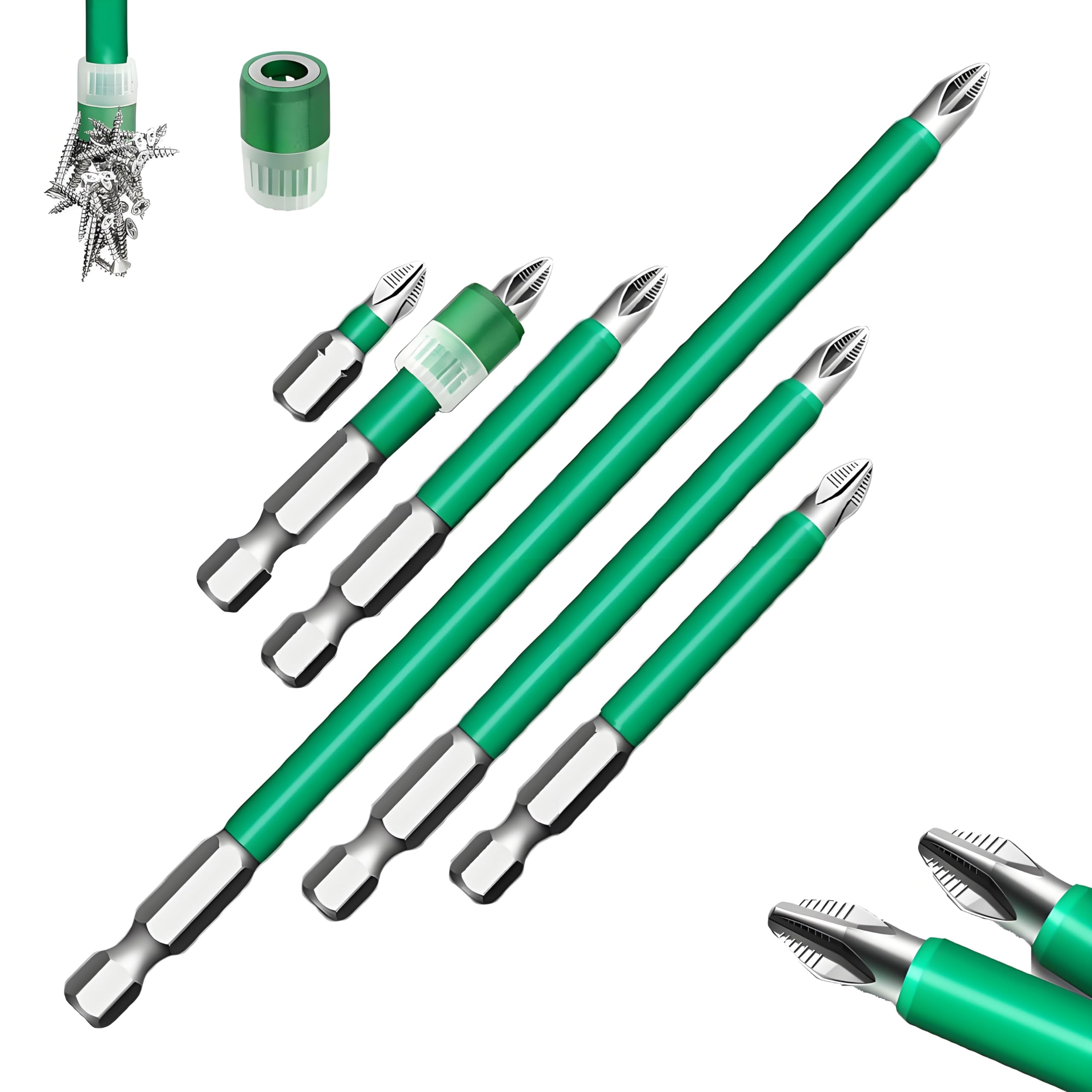 Strong Magnetic Durability Screwdriver Drill Bit Set, Anti-Slip Magnetic Electric Screwdriver Set, 6 PCS Magnetic Anti Slip Screwdriver Bit Set (