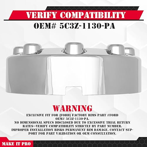 Miniatura 3 de KitsPro Tapones centrales de rueda para Ford F-250 F-350 SRW 5C3Z-1130-PA Tapacubos de repuesto, paquete de 1
