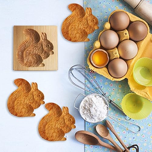 Miniatura 8 de Moldes de madera tallada para galletas, sellos de galletas personalizados, prensa de galletas de cocina para hornear bricolaje con animales,