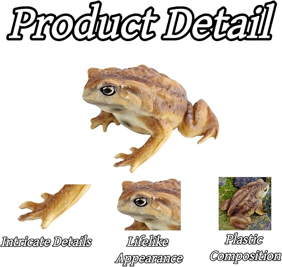 Realistic Frog and Toad Figurine, Brown, 1 Piece