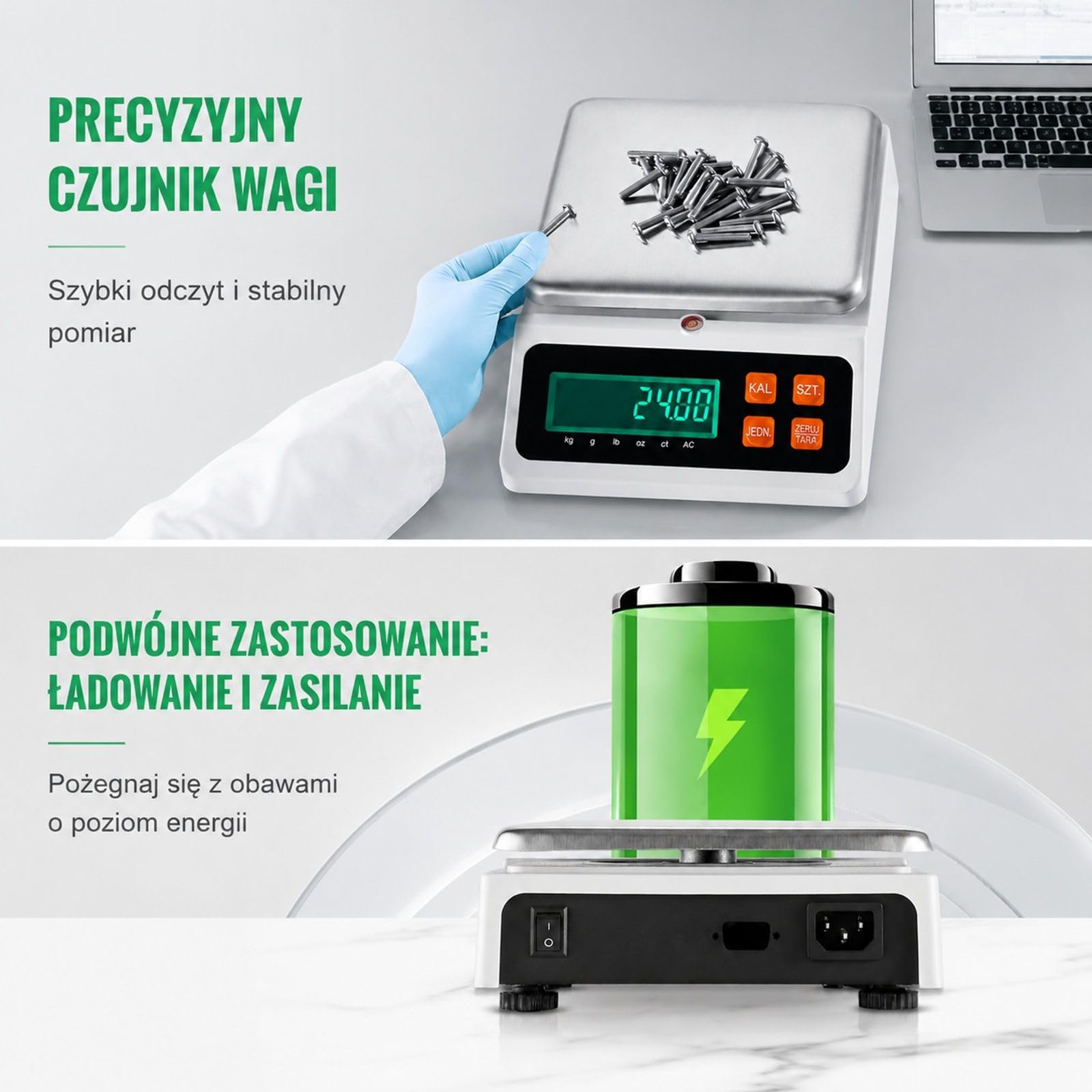 Cyfrowa waga licząca do części i monet, 10 kg x 0,1 g, g/kg/lb/oz/ct, do inwentaryzacji, kuchni, biżuterii, z ekranem LED