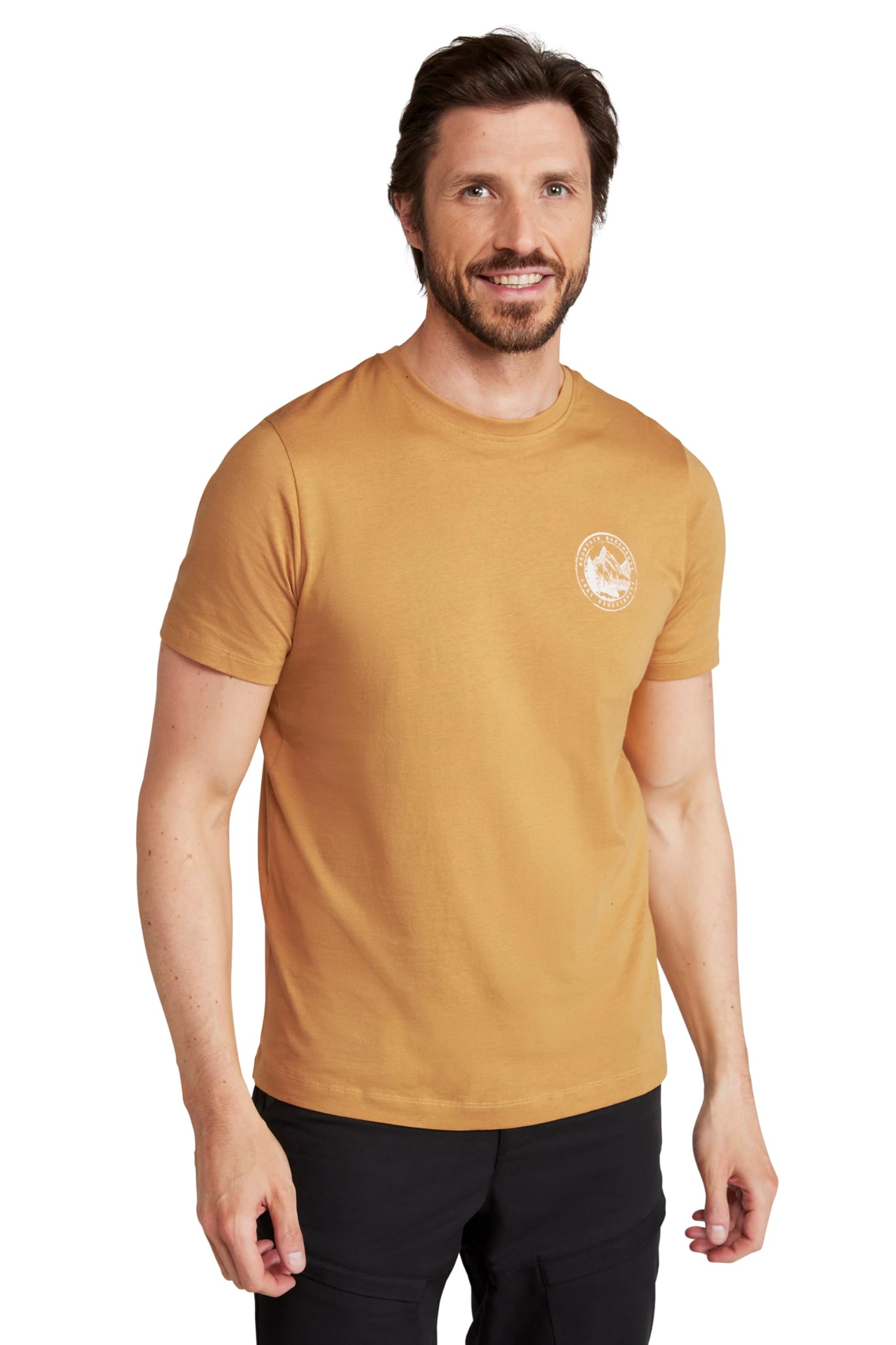 Mountain Warehouse Men's Mustard Mountain Valley Cotton T-Shirt - Lightweight, Breathable & Uv Protect Casual Tee - Spring Summer, Outdoors, Holiday, Walking, Hiking 4XL
