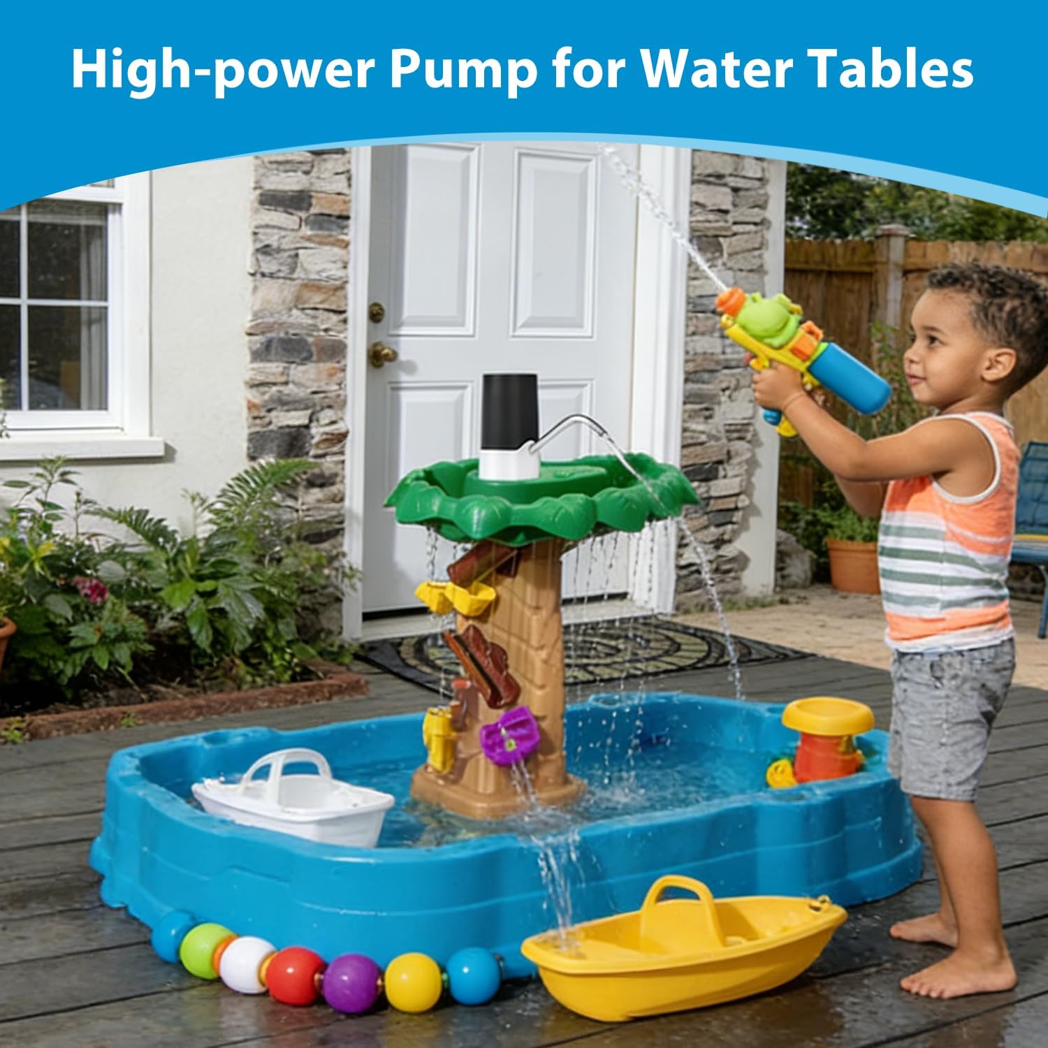 Water Table Pump, Water Pump for Water Table- 3 Hours of Non-Stop Work Water Table Accessories Water Pump for Fun Summer Outdoor Water Toys Outside Water Play