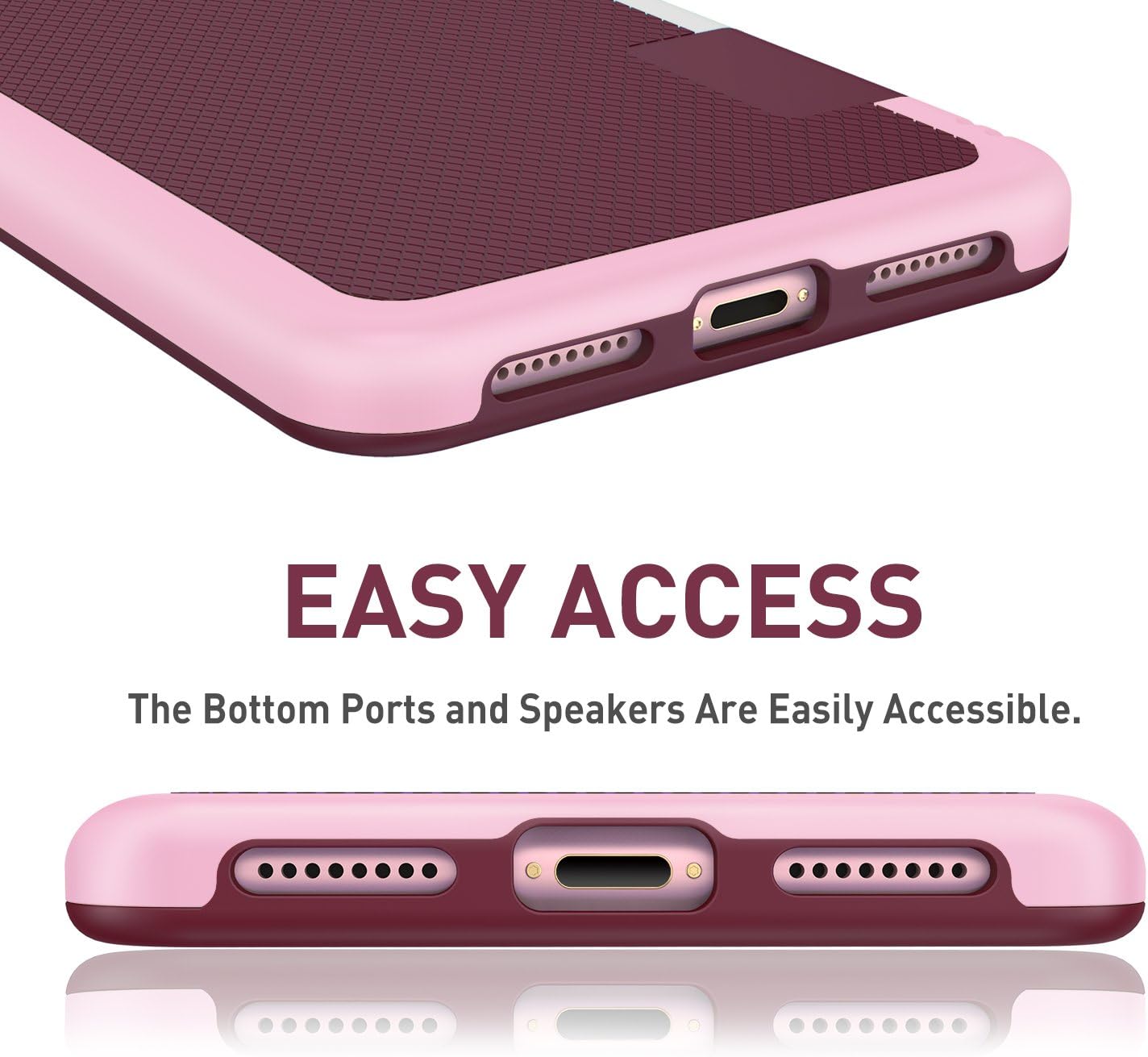 iPhone 7 Plus Case, TILL(TM) Ultra Slim 3 Color Hybrid Impact Anti-slip Shockproof Soft TPU Hard PC Bumper [Extra Front Raised Lip] Protective Case Cover for iPhone 8 Plus 5.5" All Carriers [Wine Red]
