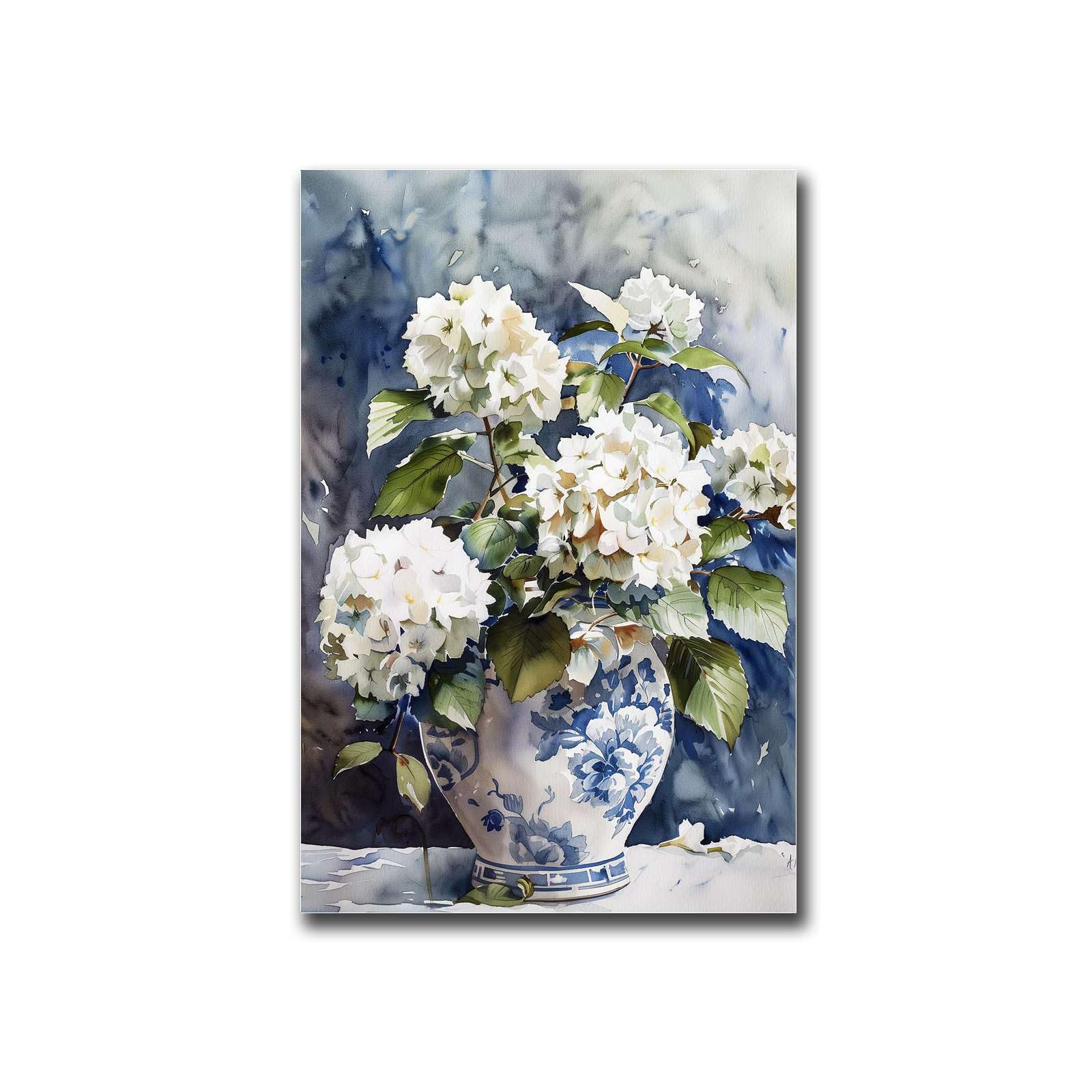 Canvas Print PosterHydrangea Watercolor Painting Hydrangea Art Painting Watercolor Painting Bohemian Still Life Painting Flower Art ChinoiserieKitchen