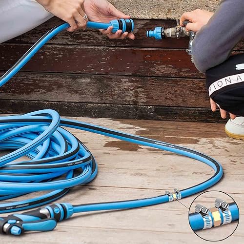 Miniatura 6 de Kichwit Paquete de 4 conectores de reparación de manguera de jardín de latón de 34 pulgadas con abrazaderas de acero inoxidable