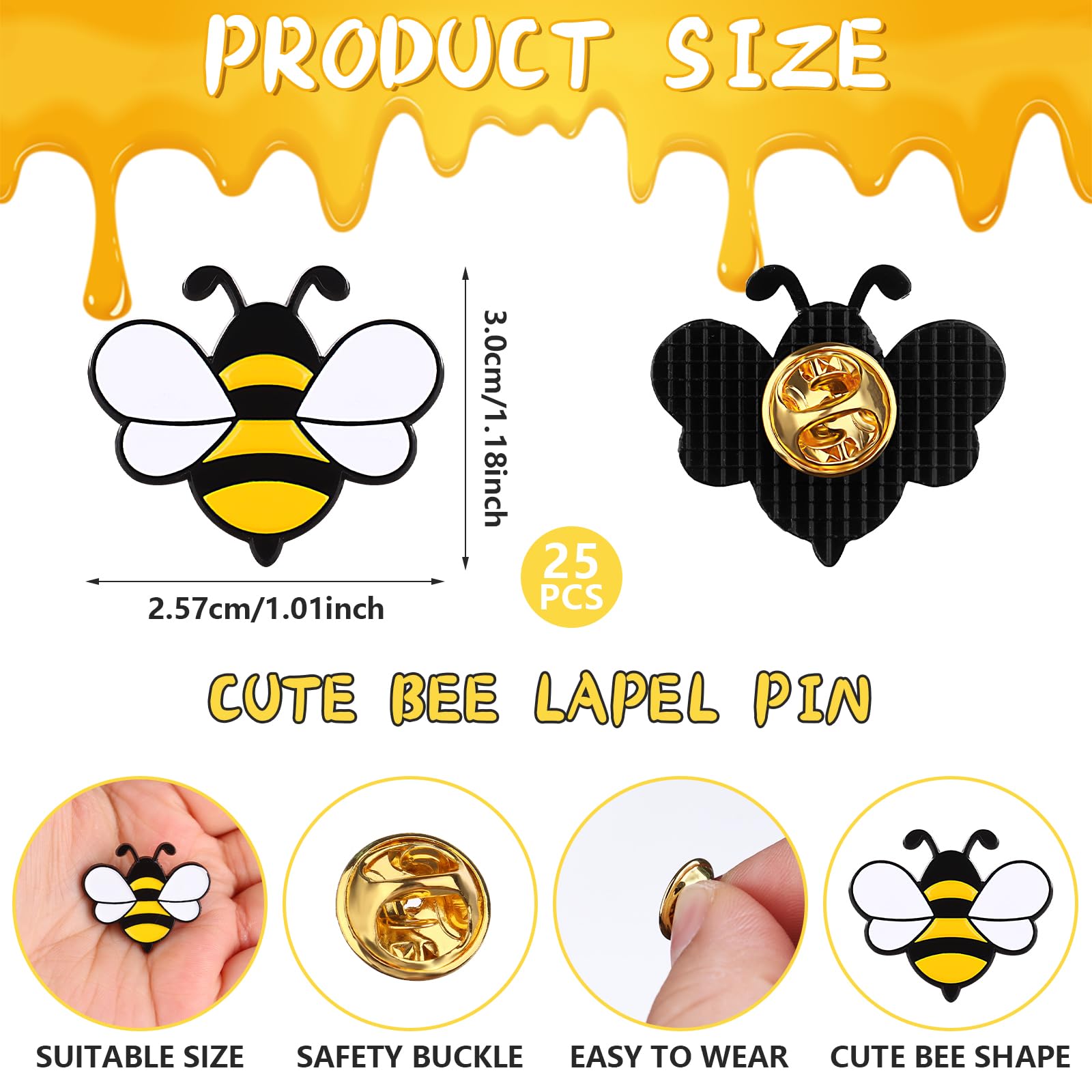 25 Set Employee Appreciation Gifts Bulk Thank You Staff Gift Bee Lapel Pin Bee Badge Organza Bag Thank You Cards Team Gift Inspirational Gifts for Coworkers Teacher Colleagues Bee Party Favours - Image 2