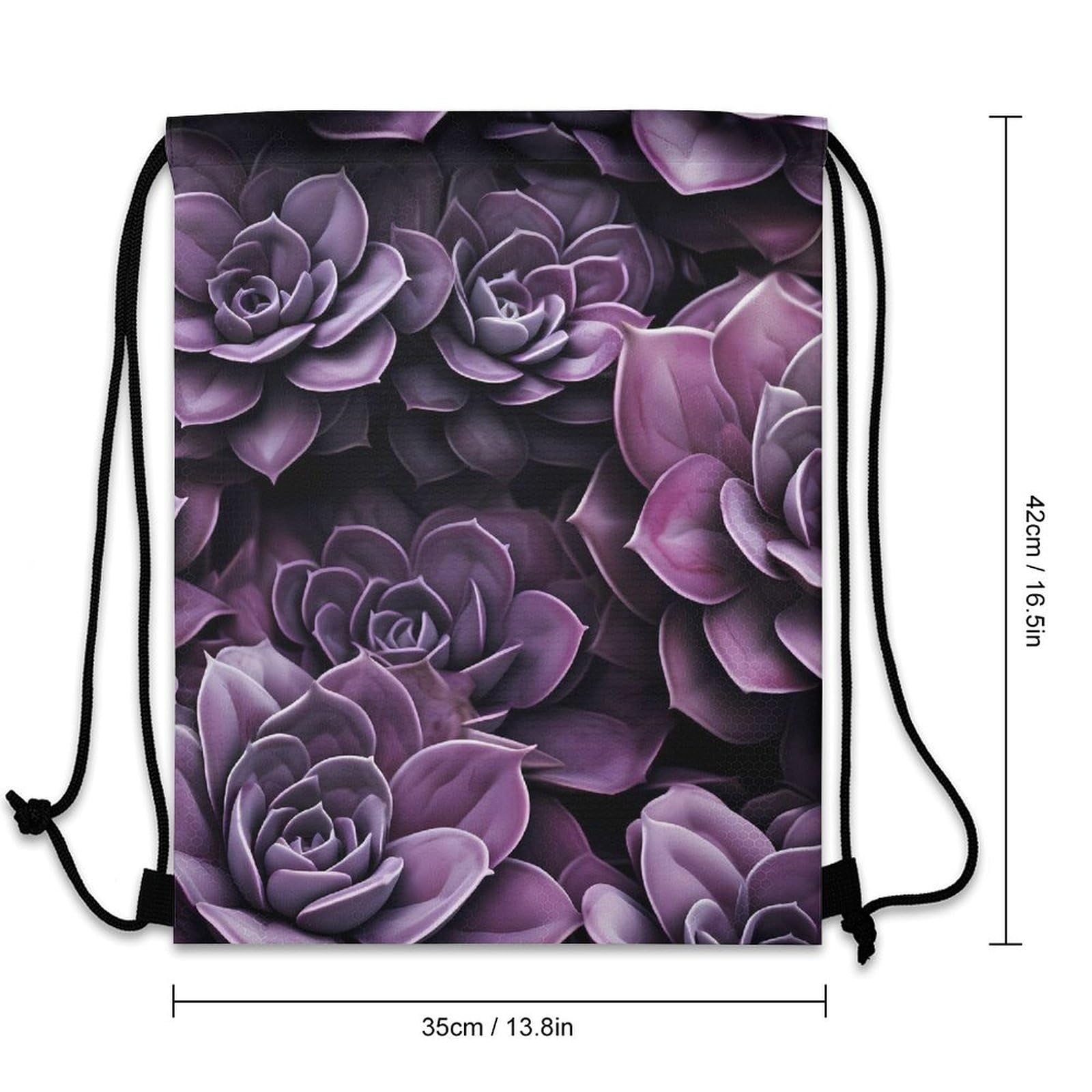 Purple Succulent Floral Plants Drawstring Backpack Durable Sport Gym Bags Daypack for Men Women 35 * 42cm
