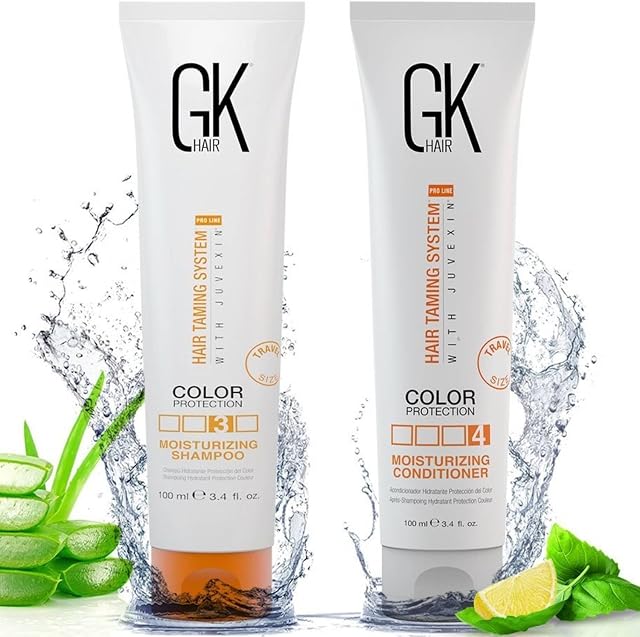 GK HAIR Global Keratin Moisturizing Shampoo and Conditioner Sets Duo (3.4 Fl Oz/100ml) for Color Treated Hair Daily Use Cleansing Dry to Normal Sulfate Paraben-Free - All Hair Types for Men and Women