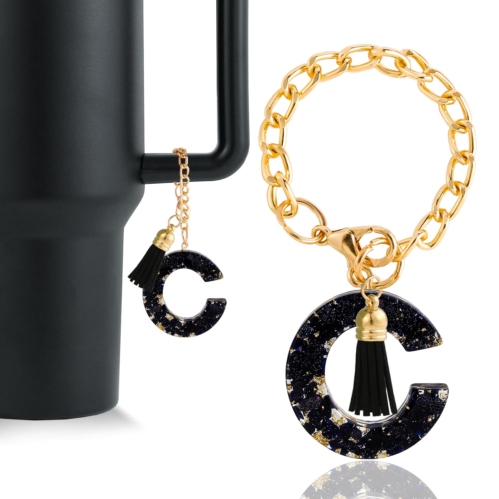 Letter Charm Accessories for Stanley Cup 1 PCS Cute Initial Keychain Handle Charm for Stanley Tumbler for Women